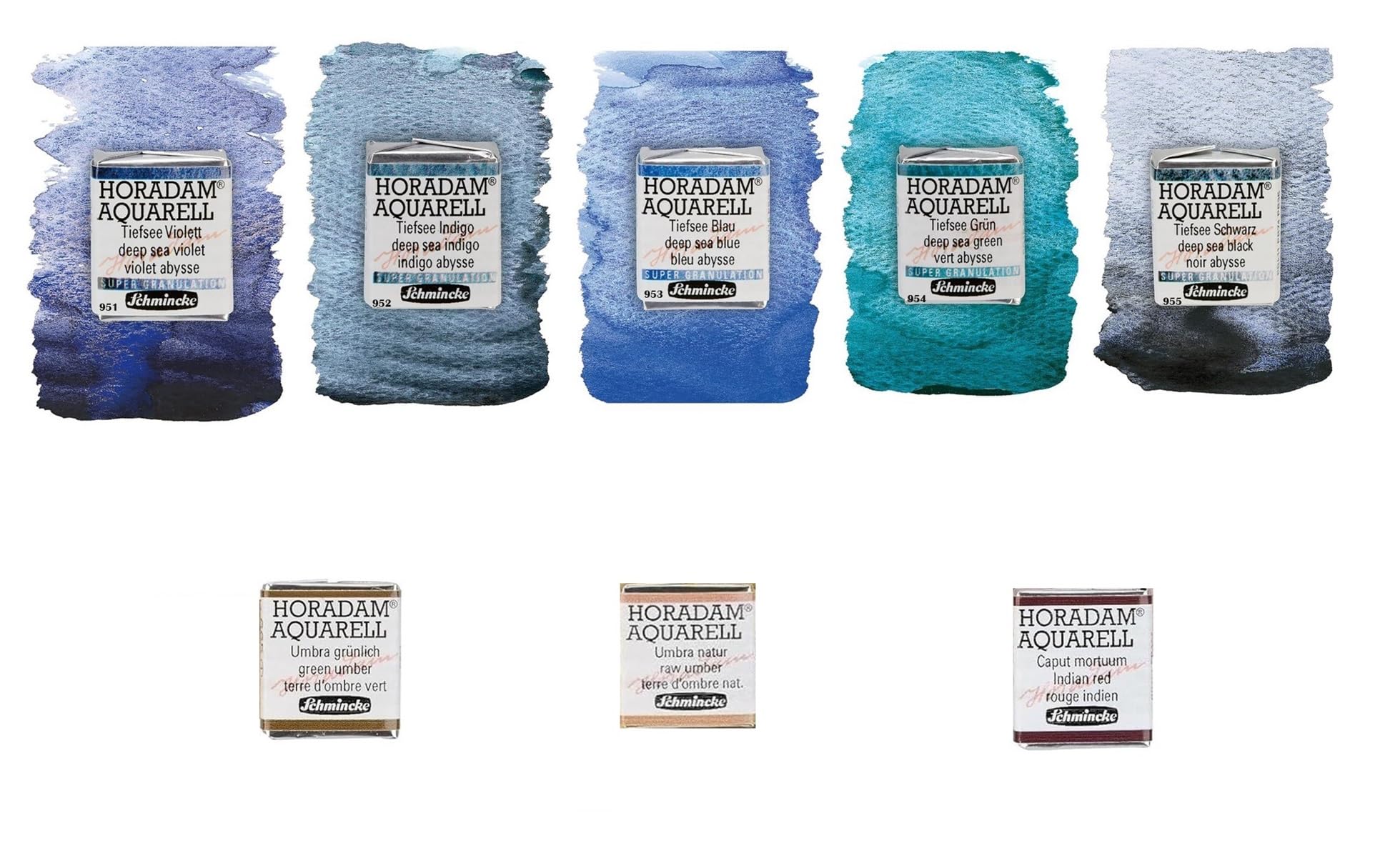Schmincke HORADAM® AQUARELL, Super Granulation 5 x 1/2 Godets et 3 x 1/2 Godets Granulation