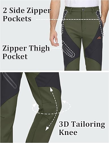 Miniatura 5 de TACVASEN Pantalones de esquí para hombre, con forro polar, impermeables, aislados, para senderismo, trabajo al aire libre, caza, carga