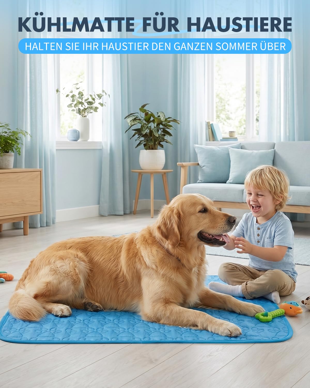 Kühlmatte für Hunde und Katzen, 100 x 70 cm, selbstkühlend