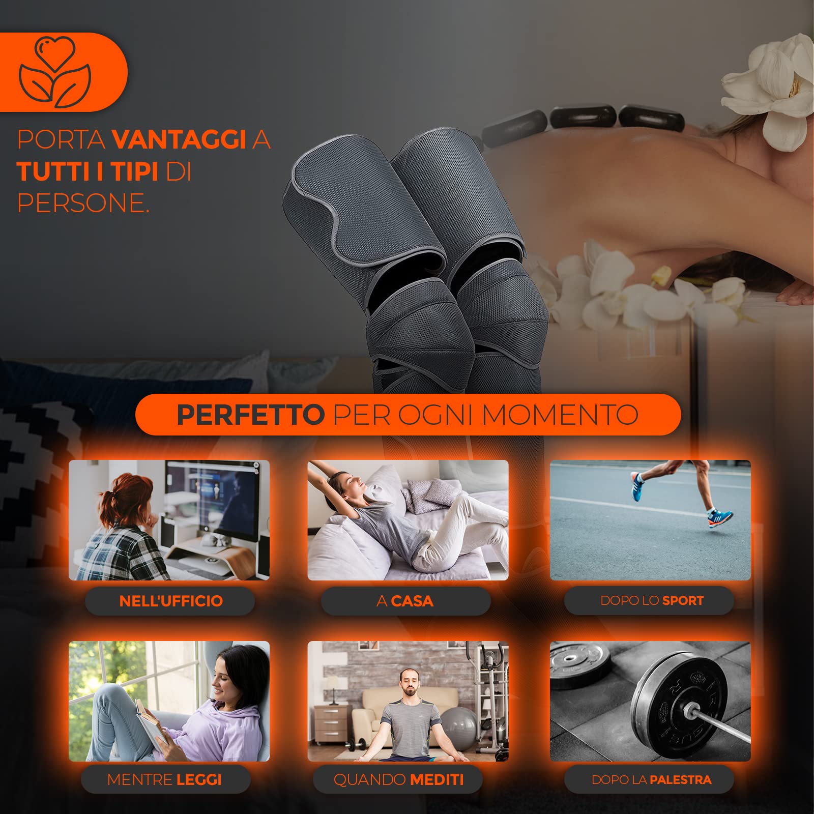 Pressoterapia Per Casa | Massaggiatore Gambe | Massaggiatore per Piedi | Compressione dell'aria | Spegnimento Automatico | 3 Intensità | 2 zone di calore | Salute