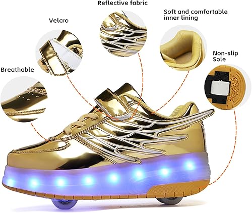 Miniatura 3 de LED Roller Skate Shoes for Kids Boys Girls Light Up Roller Sneakers with Detachable Wheels Rechargeable Flashing Wheeled Shoes
