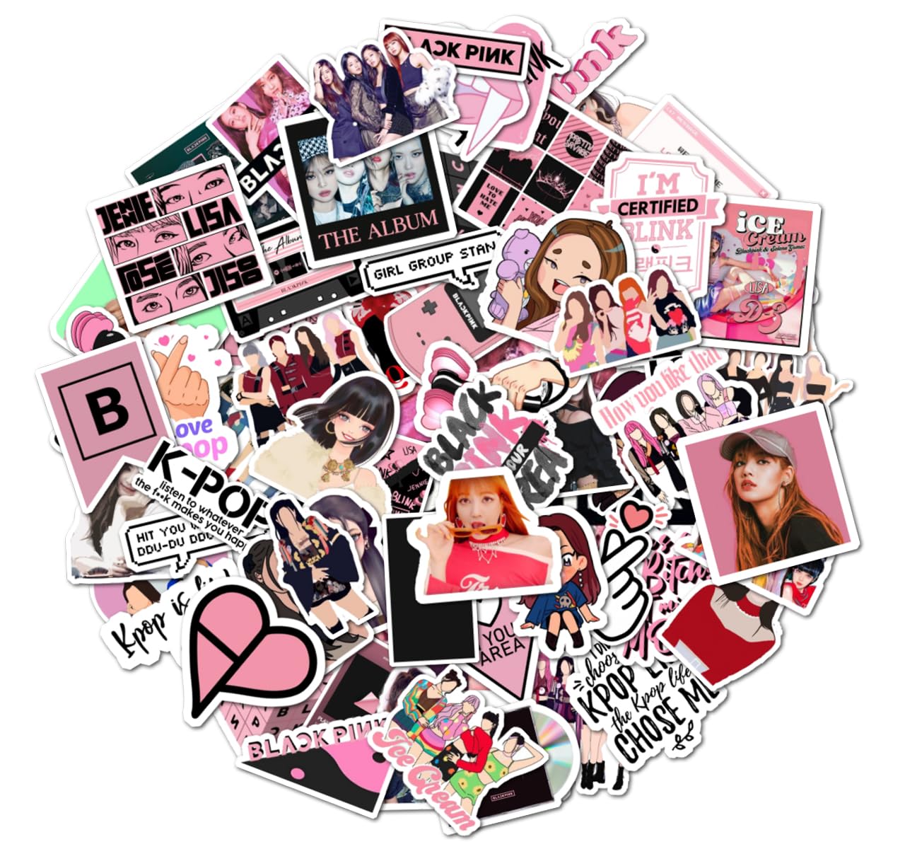 50pcs Blackpink Kpop Stickers Pack for Girls Funny Kpop Decals for Teens Vinyl Waterproof Sticker for Laptop,Water Bottles,Hard Hat,Skateboard,Birthday Decorations Gifts for Kids/Adults