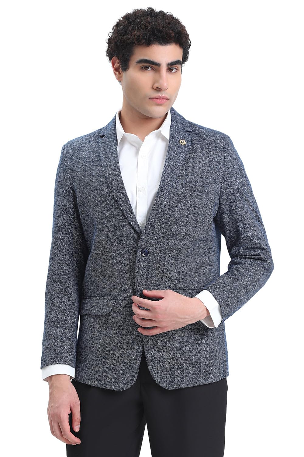 showoffff Men's Printed Blue Single-Breasted Slim Fit Blazer-EX-3024_DarkBlue-picture-53