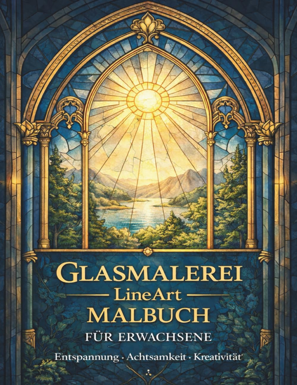 Glasmalerei LineArt Malbuch: Malbuch für Erwachsene zur Entspannung, Achtsamkeit und Kreativität