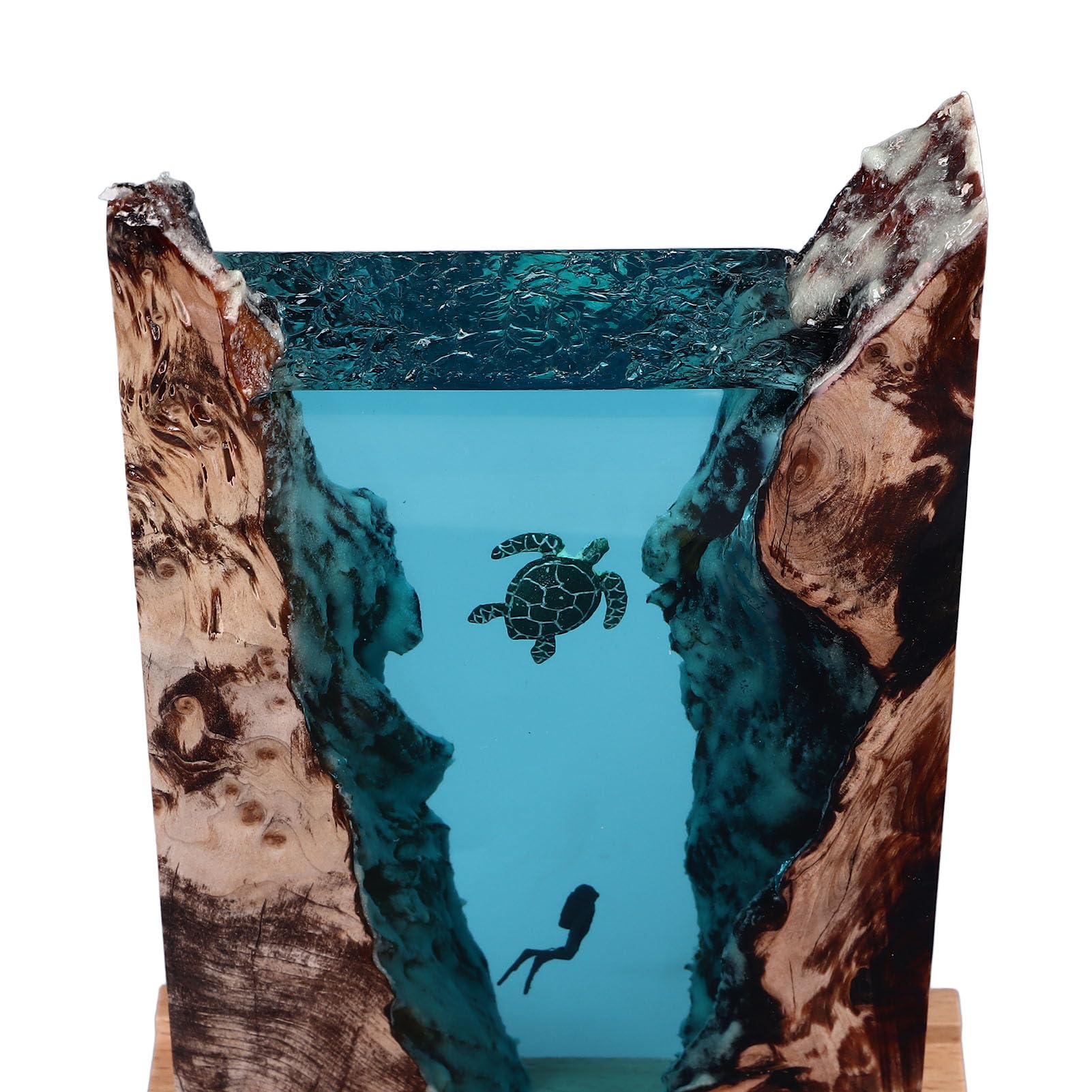 Sunicon Resin Lamp,Large Epoxy Resin Wood Light Lamp Handmade Ocean Diver Whale Night Light for DIY Table Crafts Party Wedding Desktop Decor - Image 4