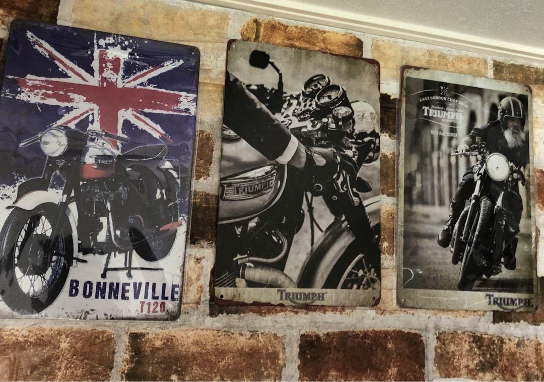 Amazon.co.jp: トライアンフ 10 ヴィンテージ ブリキ看板 エースカフェ