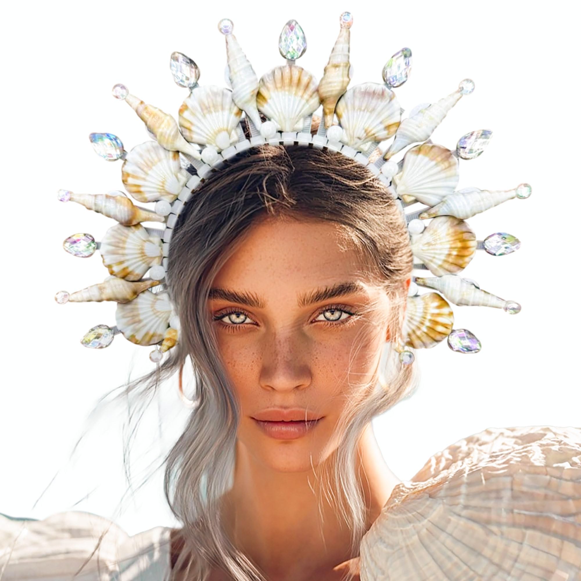 JeVenis Mermaid Crown Headband Seashell Crown Siren Costume Women Gold ...