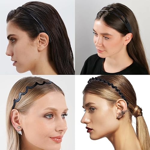 Miniatura 4 de BOYIVI 10 diademas de plástico antideslizantes a la moda sin esfuerzo con dientes, bandas para el cabello delgadas para mujeres, hombres,