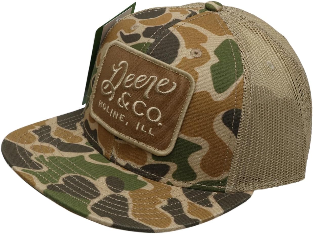 John Deere Men's Camo Deere Script Patch Hat/Cap