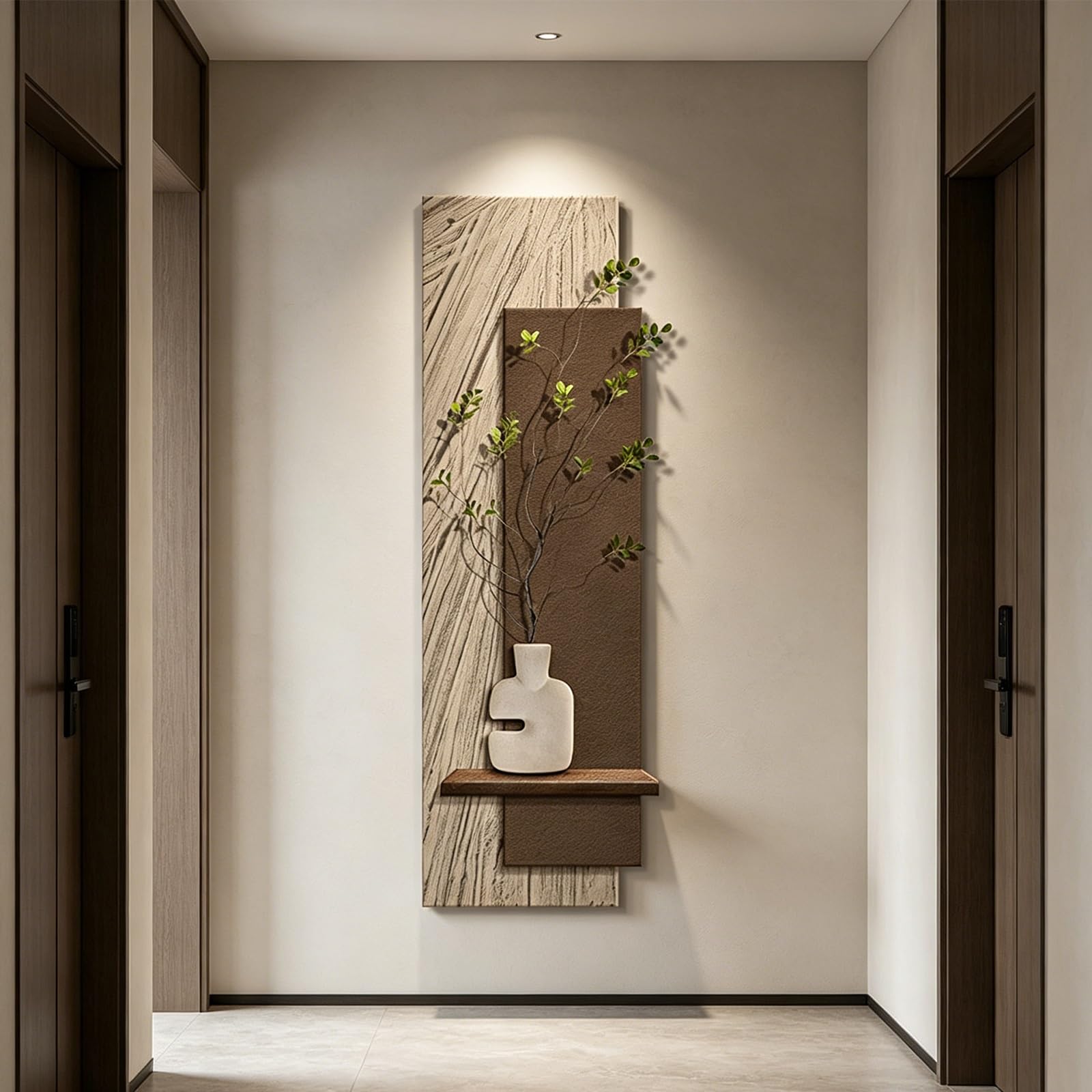 PGZMDTWI Modern 3D Sandstone Wall Art with Dimmable LED Lighting, Textured Relief Sculpture for Living Room Foyer Entrance(B,50 * 150CM 9.7 * 59.1IN)