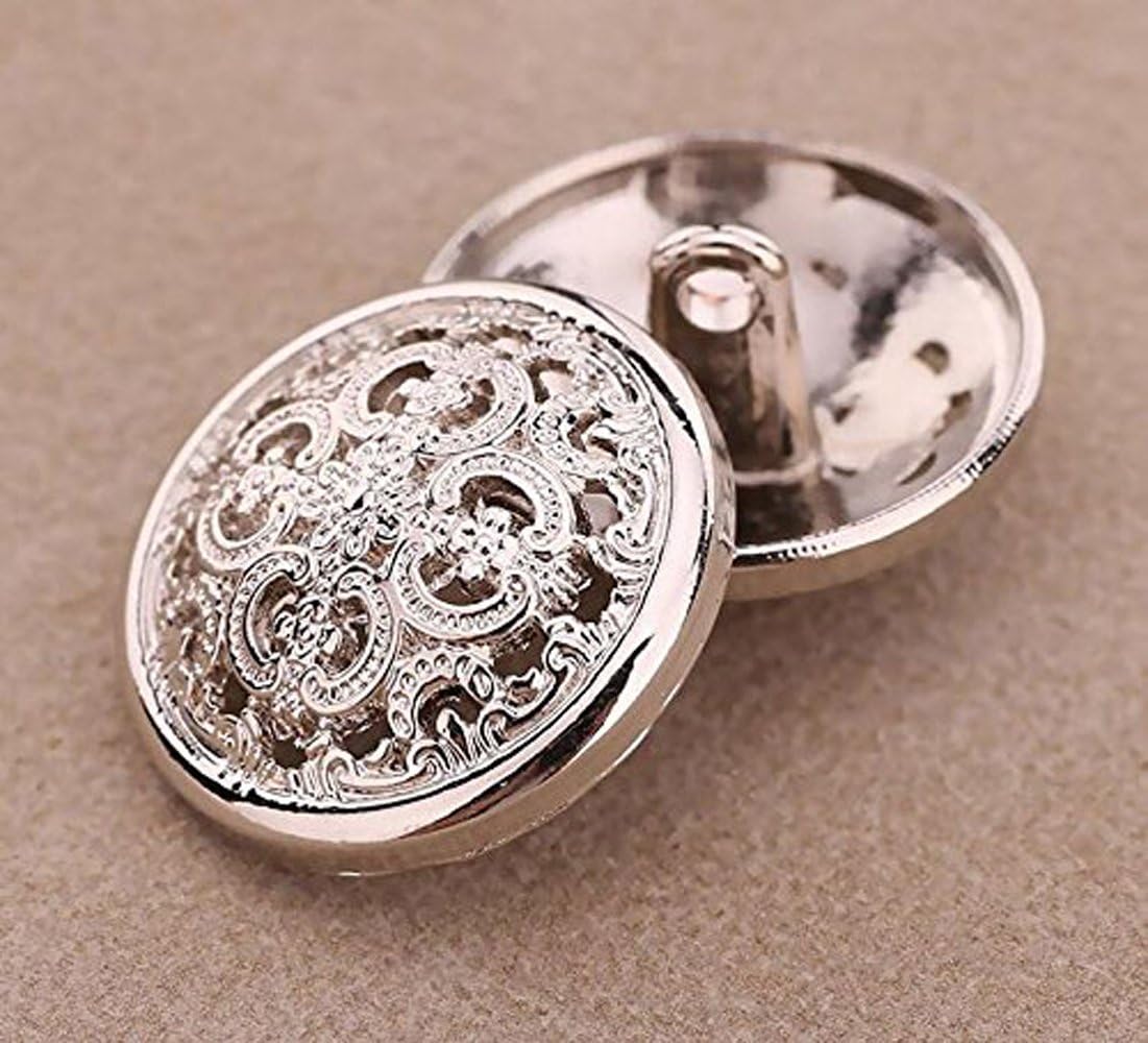 10PCS Clothes Button - Retro Hollow Sewing Button Shank Round Shaped Metal Button Set for Men Women Blazer, Coat, Uniform, Shirt, Suit and Jacket (Gold, 20mm)