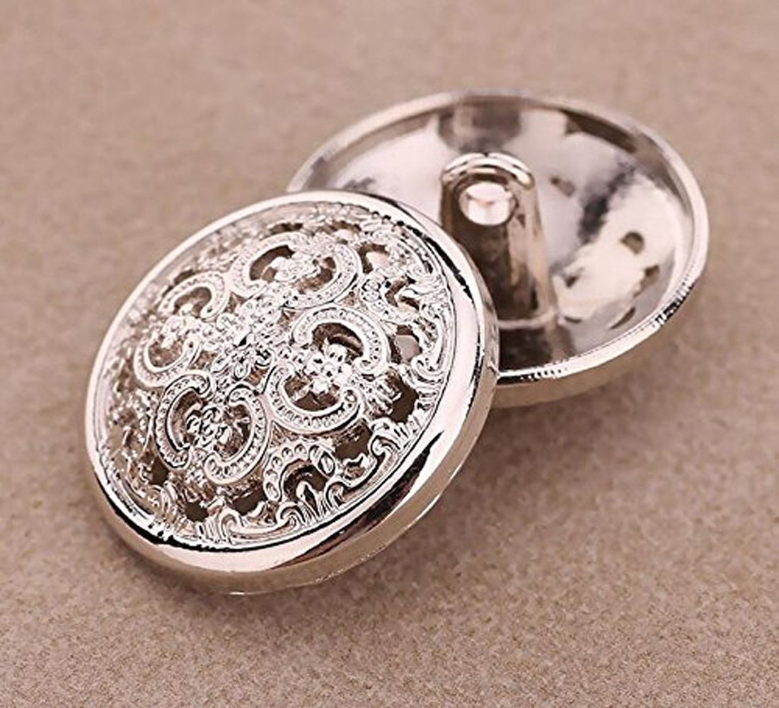 10 Bottoni Moda In Metallo Argento – Rotondi, 15/20/25mm, Per Blazer, Cappotti E Camicie