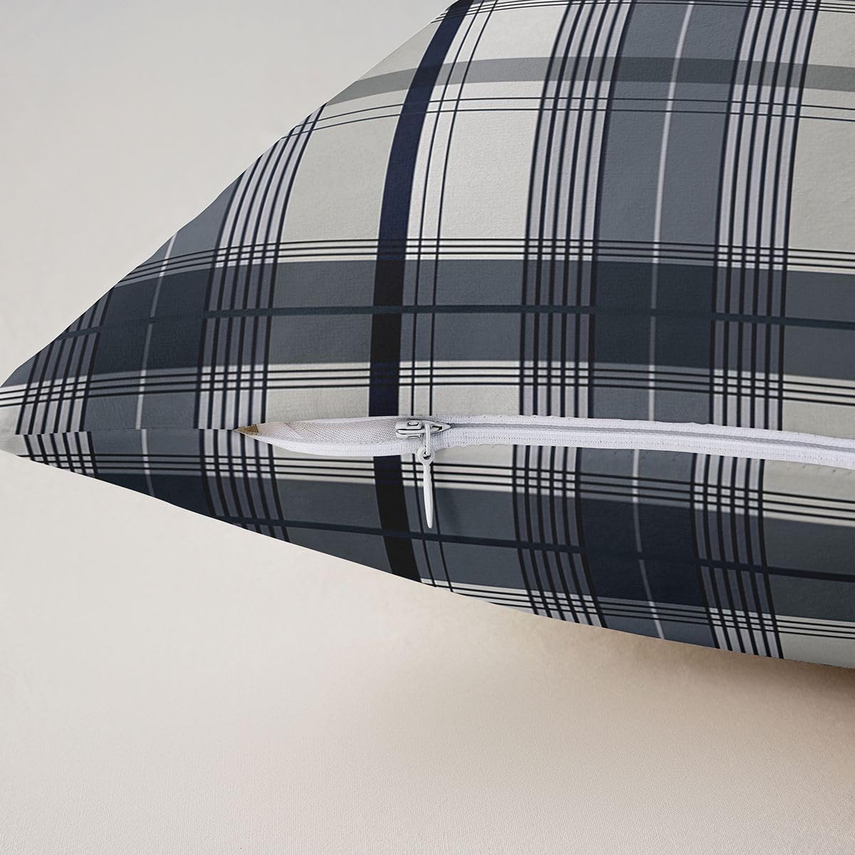 Feelyou Navy Blue Plaid Throw Pillow Covers 1 Pcs 18"x18" image 5
