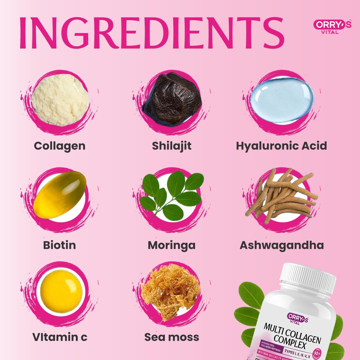 Hydrolyzed Collagen Peptides for Women & Men – Type I, II, III, V, X Multi Collagen Complex with Biotin, VIT C, Hyaluronic Acid & 92+ Trace Minerals for Hair, Skin, Nail & Joint Support– 90 Capsules - Image 5