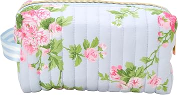 Laura Ashley Quilted Pencil Case Pouch with Zipper for Pens & Markers