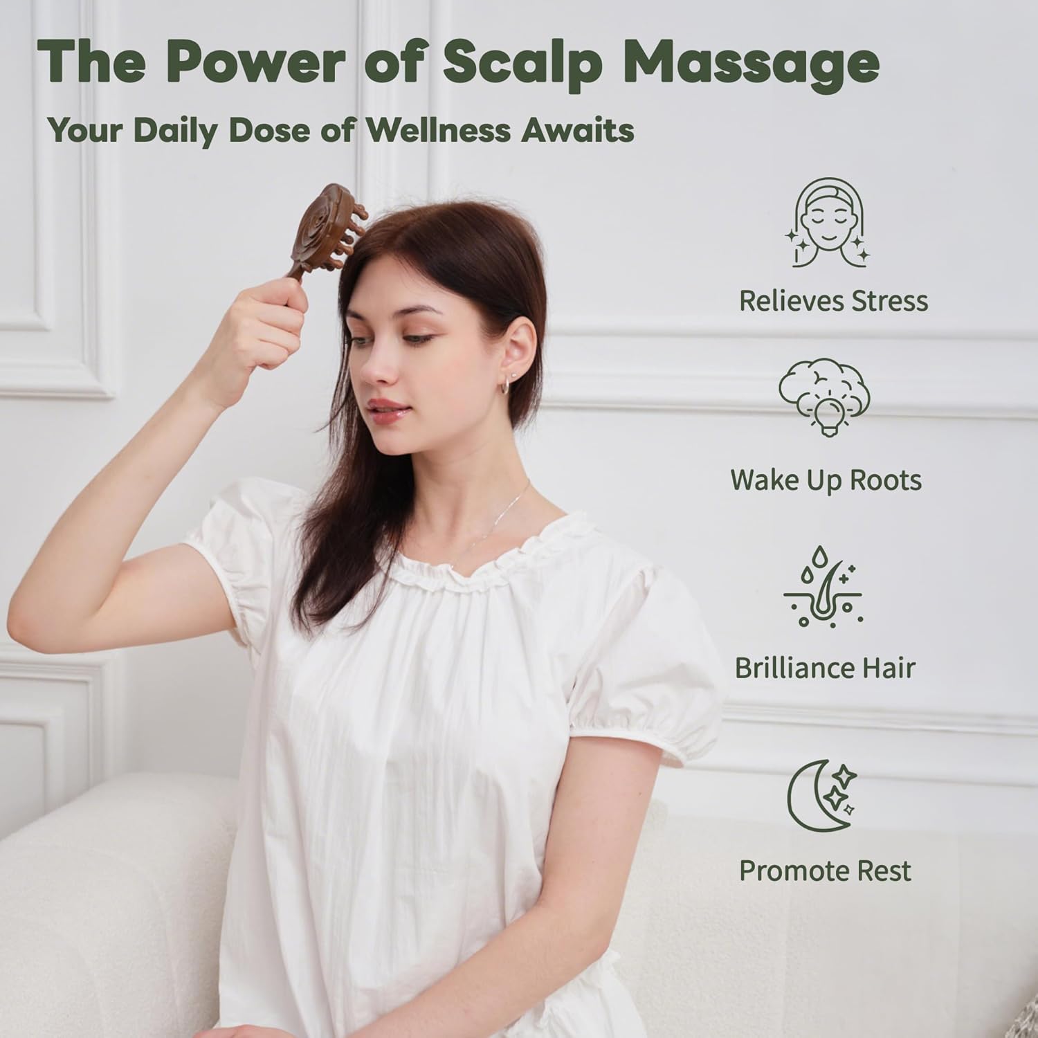 Mother’s Day Gift for Mom – Self Care Relaxation Gift Set – Natural Wooden Massage Hair Brush & Scalp Gua Sha Tool – Head Massage Stress Relief Wellness Gift Box for Women, Grandma, Wife