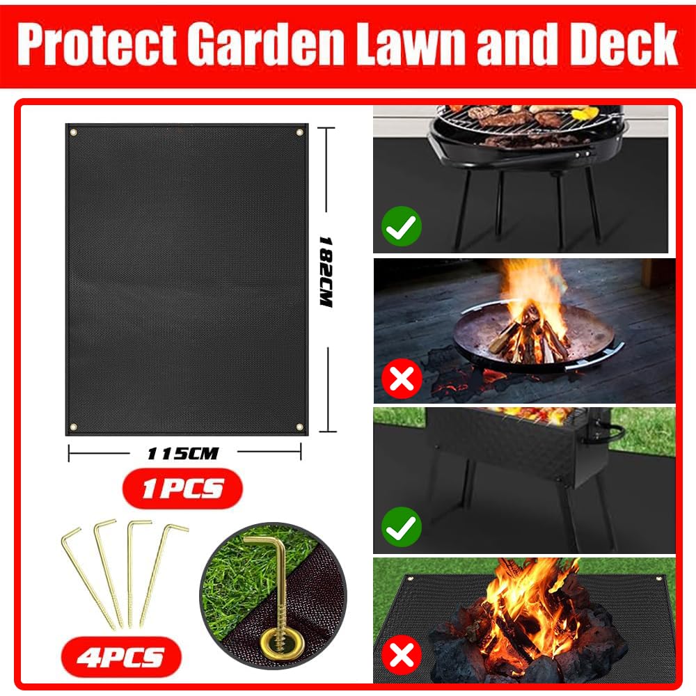 Tappetino protettivo per barbecue, base ignifuga, 182 x 115 cm, resistente all'acqua e all'olio, multiuso