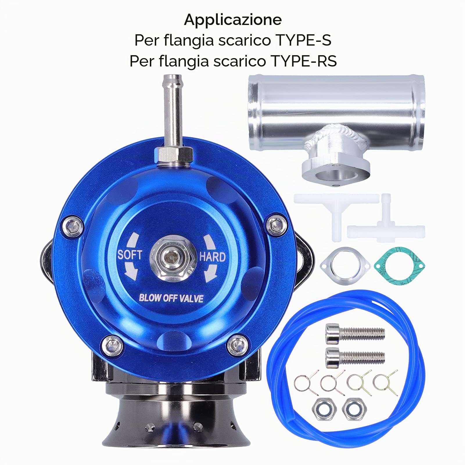 Valvola di sfiato turbo in alluminio billet 2,5 pollici tipo tubo flangiato-RS universale SDD-BOVGRSBL FPG250(Blu)