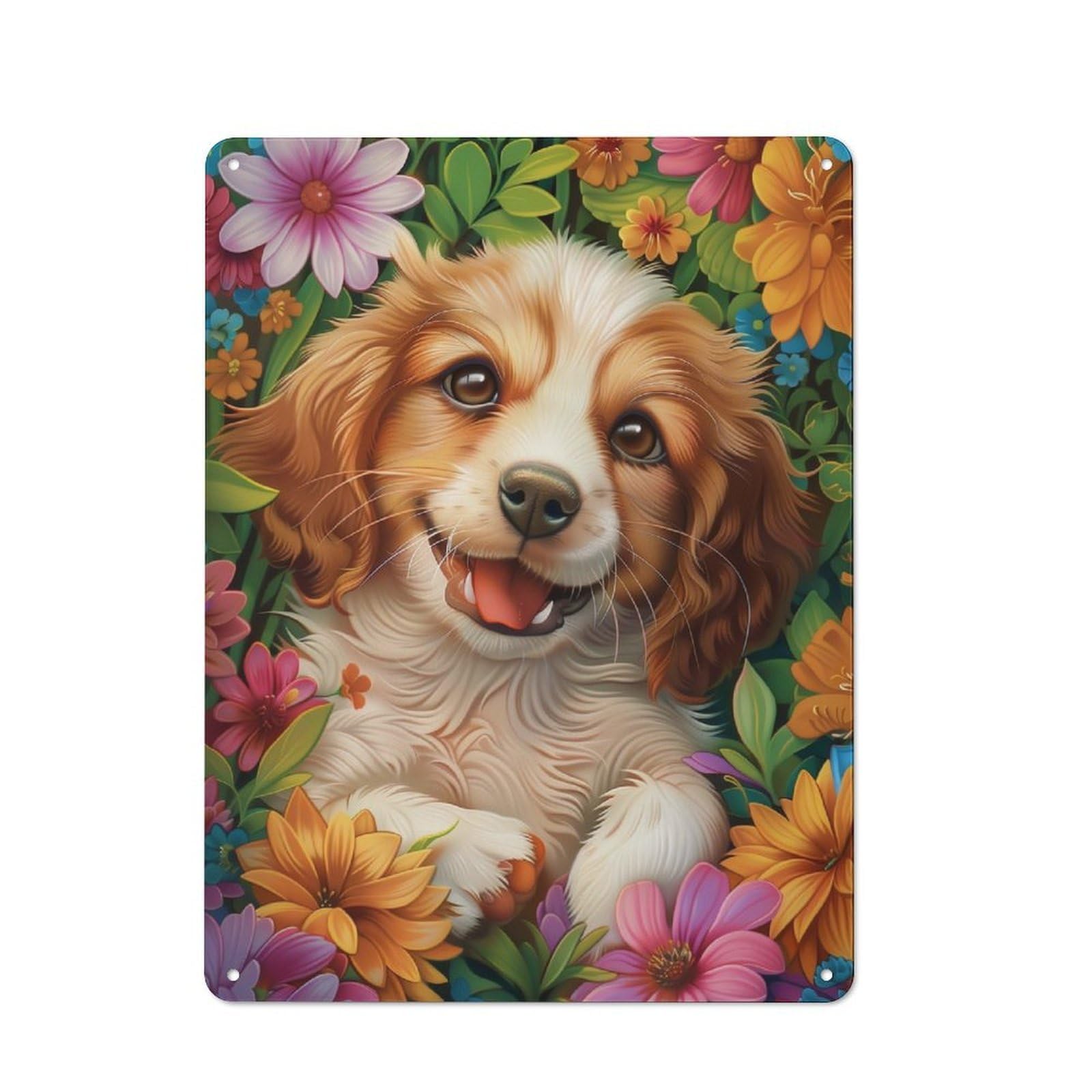 Junmoney Puppy Garden For Lounge Or Reading Corner, Retro Metal Sign 40X30cm, For Metal Sign Collectors, For Garage And Workshop Walls