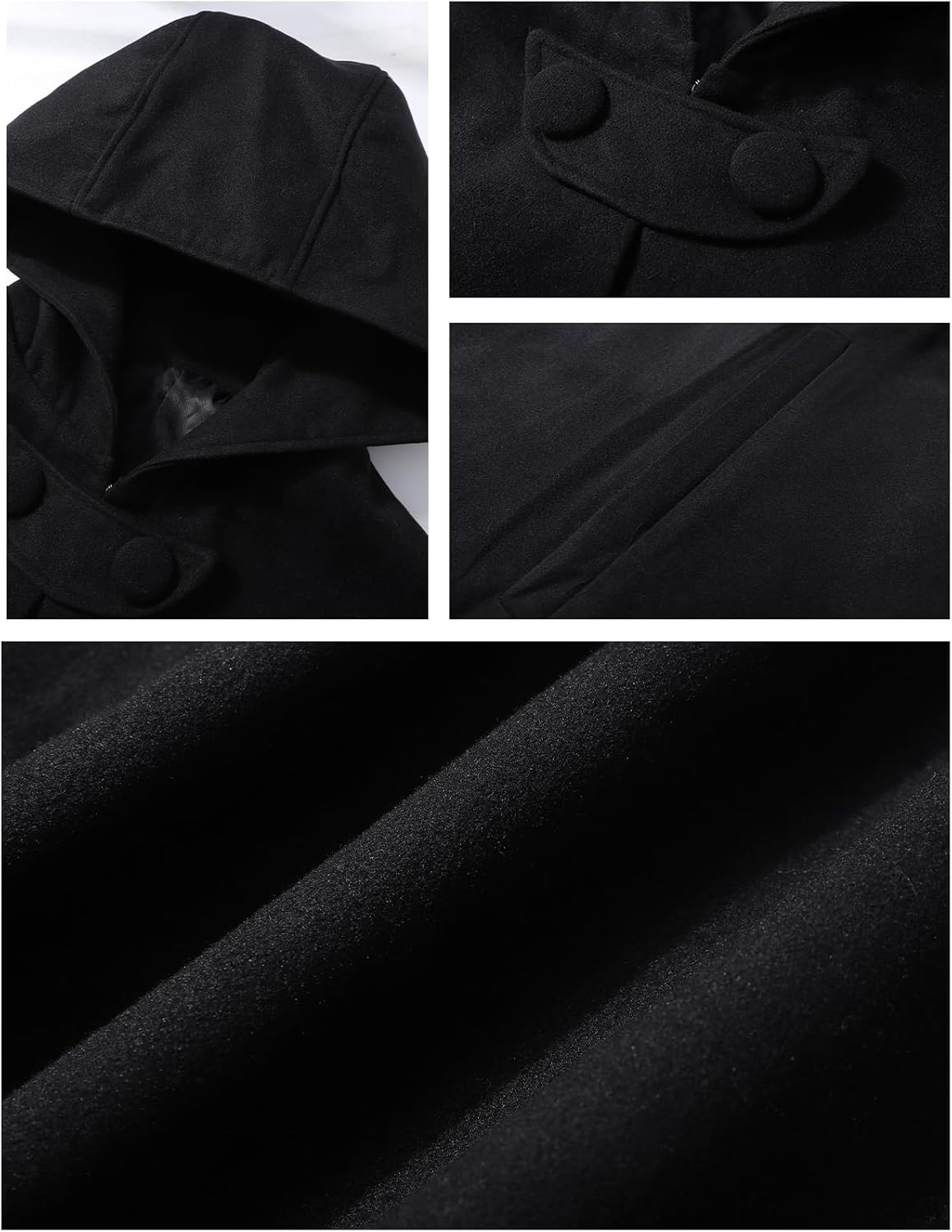 Flygo Women Wool Blend Hooded Cape Fall Winter Cloak with Hood Windproof Poncho Maxi Coat - Image 6