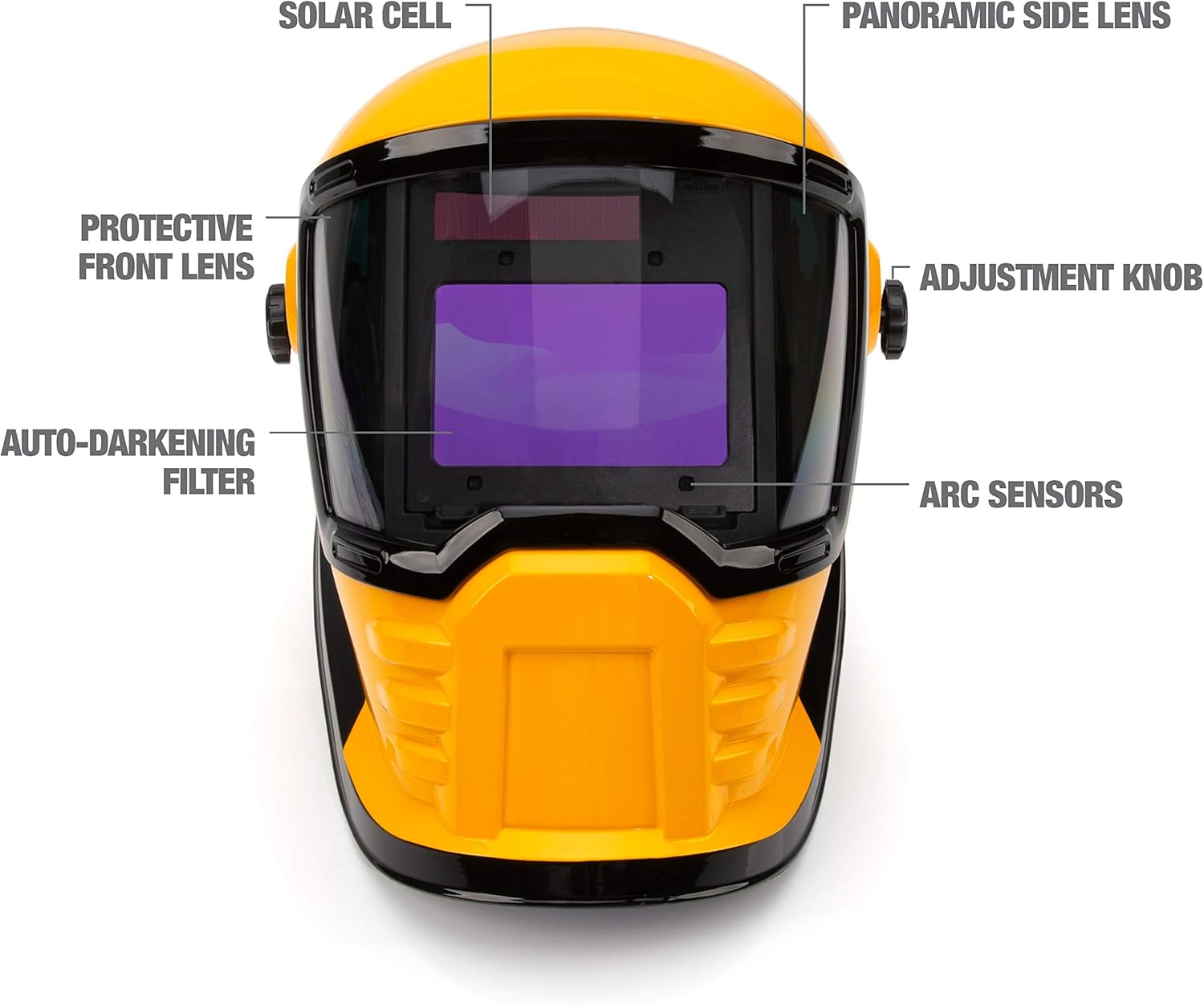 Dewalt Wide View Auto-Darkening Welding Helmet, Three Darkening Modes, 4 Lightning Fast Arc Sensors, Side Lenses for Panoramic Viewing, Adjustable Lightening Delay, Shade Control