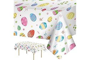 2 Pack Easter Tablecloth - Colorful Easter Eggs Table Cloth