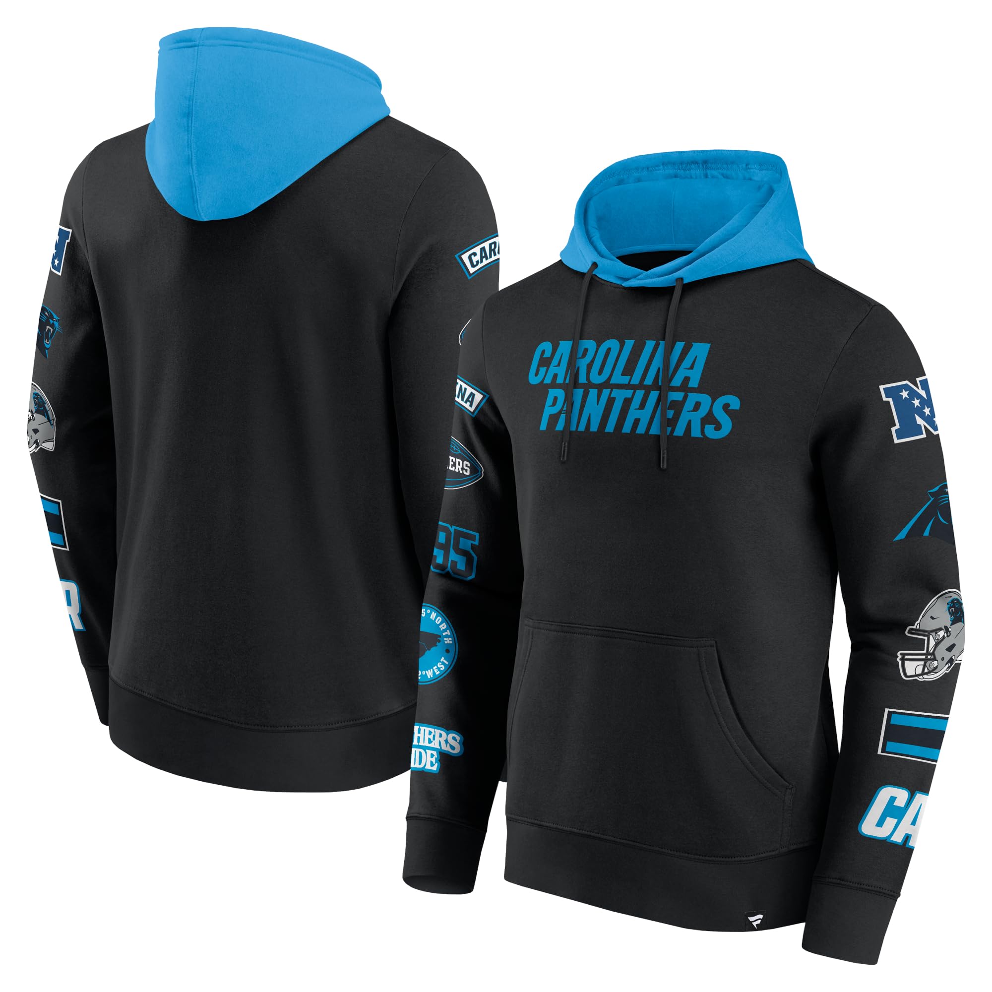 Fanatics Men's Black Carolina Panthers Nfl Sleeve Prints Hoody - Xxl