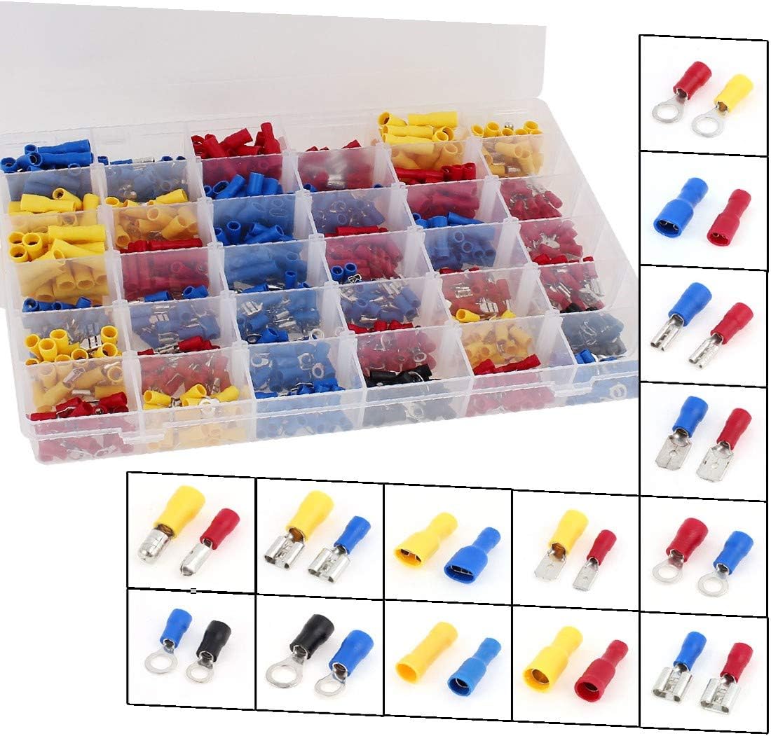 NEW LON0167 685pcs Electrical Wire Connectors Insulated Ring Spade Crimp Terminals Set(685 stcke Elektrische Draht-anschlsse Isolierte Ringspaten Crimp Terminals Set