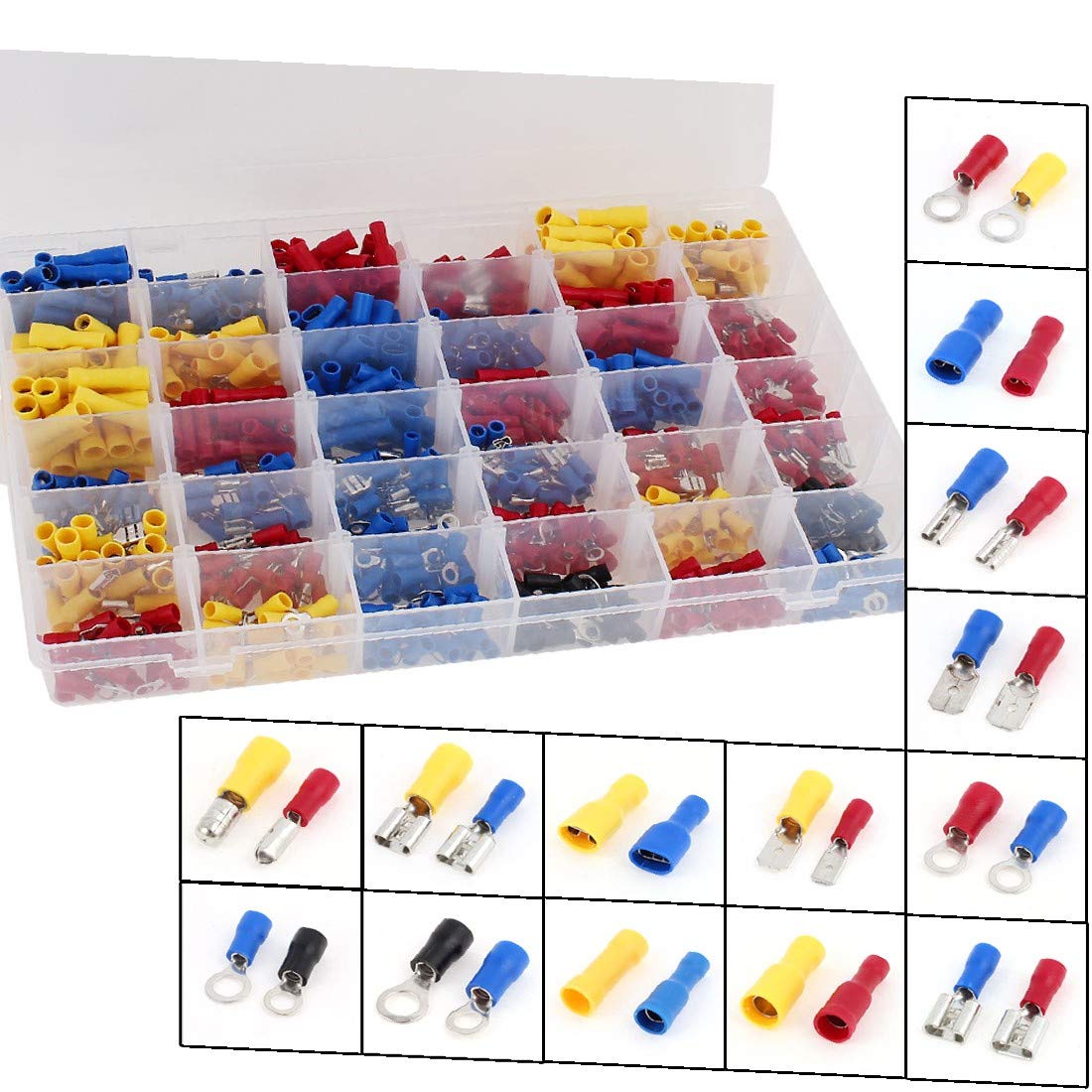 NEW LON0167 685pcs cosses électriques isolées-Set brut à sertir(685 stücke Elektrische Draht-anschlüsse Isolierte Ringspaten Crimp Terminals Set