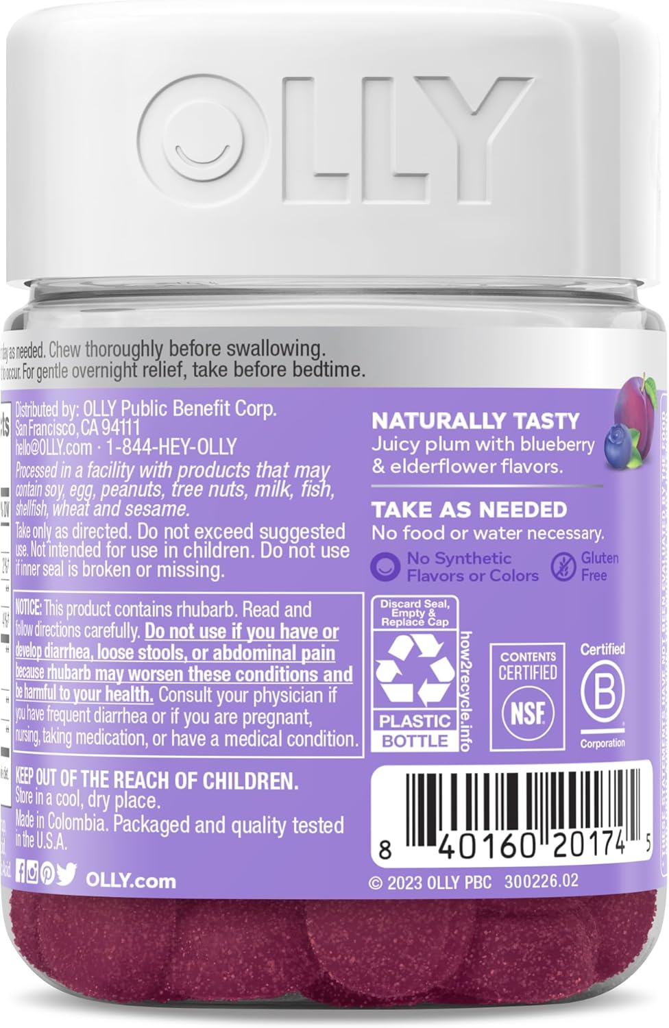 OLLY Keep it Moving Constipation Relief, Rhubarb, Prunes, Amla - Plum Berry Flavor - 30ct - Image 7