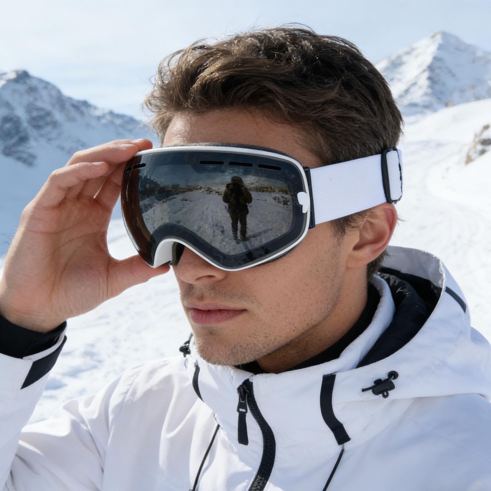 Gogle śnieżne – okulary chroniące przed promieniowaniem UV, gogle snowboardowe, przeciwmgielne, z regulowanym paskiem, do sportów na świeżym powietrzu, roweru, jazdy na nartach, snowboardzie, dla