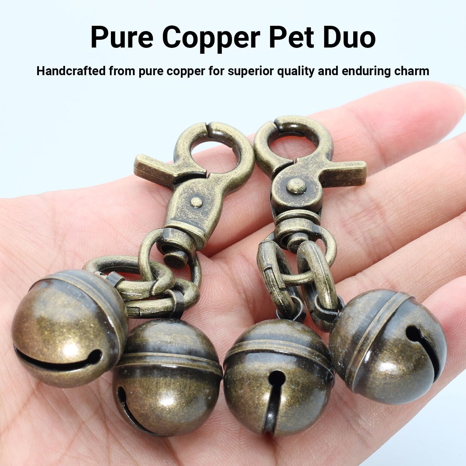 Copper Bells for Dog Collars with Snap Clips - Dog Bells to Go Outside,Made of Pure Copper for Dogs/Cat - Clear Sound & No Rust - Know Where Your Pet image 3