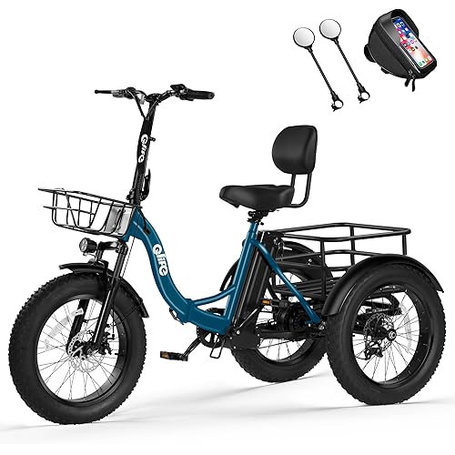 Qlife Triker Plus Electric Bike, Peak 1200W Brushless Motor Electric Tricycle for Adults, 48V 13Ah Folding Ebike, Max 20MPH Up to 65 Miles, Bicycle, 20x4.0 Fat Tire E-Bike