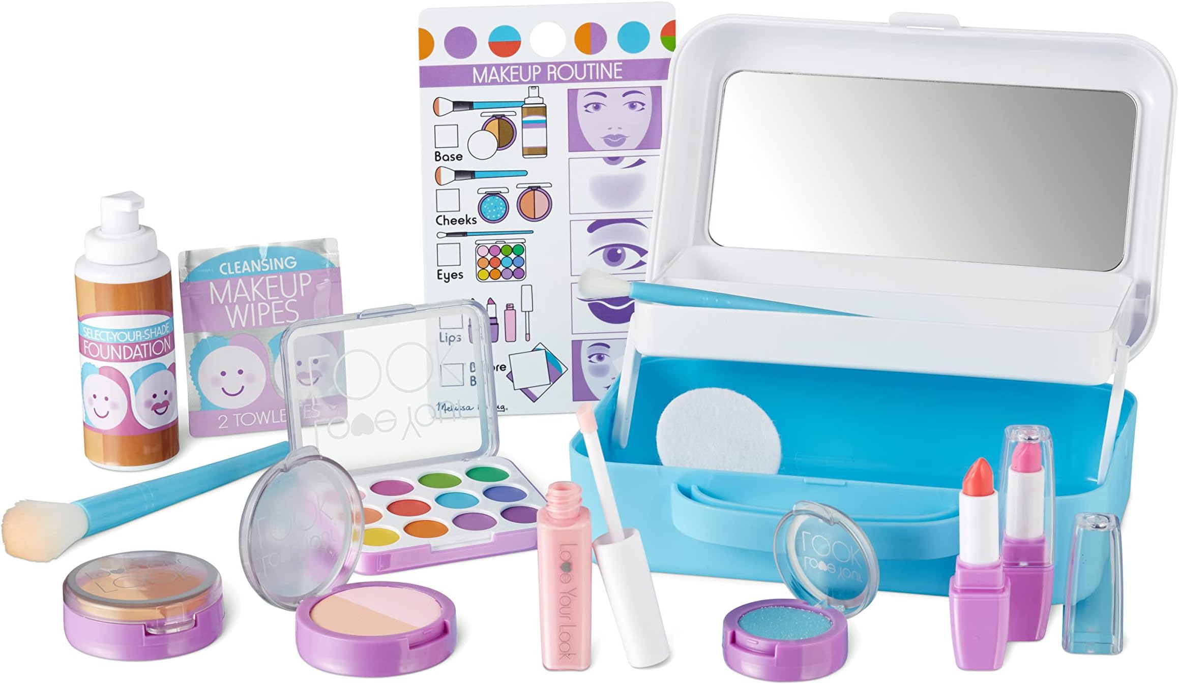 Love Your Look Pretend Makeup Kit Play Set – 16 Pieces for Mess-Free Pretend Play (Does NOT Contain Real Cosmetics)