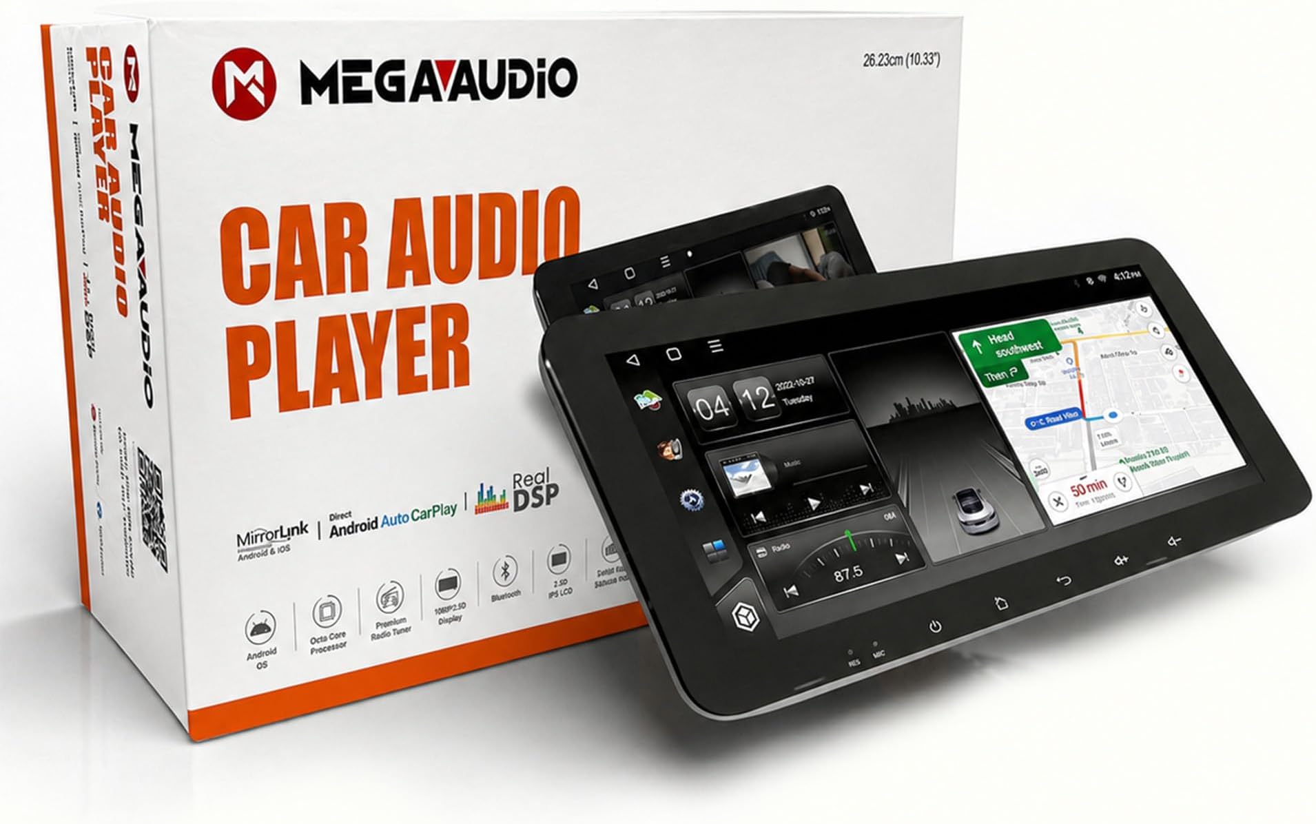 MEGAAUDIO 10.33" Android 14 Car Music System | Quad Core | 4GB+64GB
