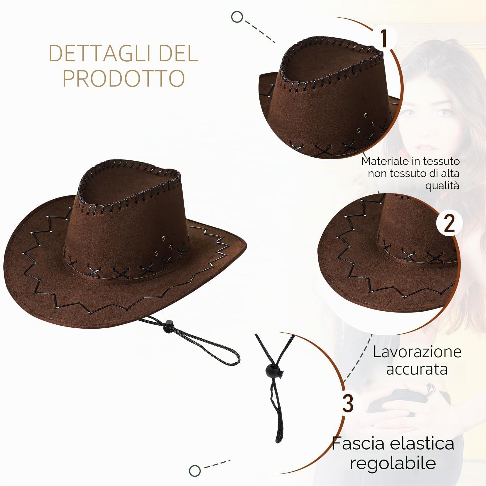 Set di 12 cappelli da cowboy con 12 bandane, cappello da cowboy western con sottogola regolabile, per adulti, perfetti per matrimoni, spettacoli e feste