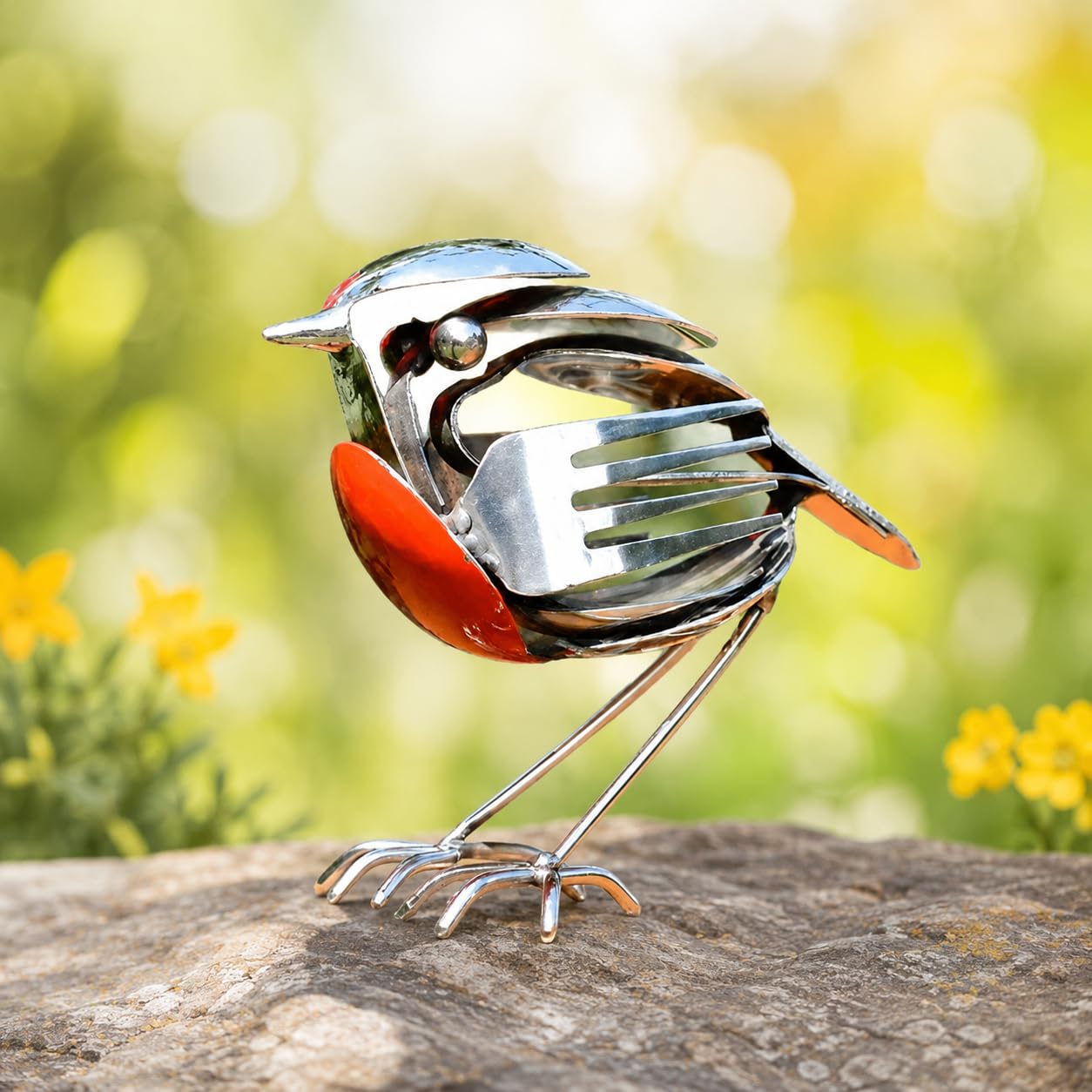 Metal robin garden ornament, 2026 New garden ornaments outdoor, Handmade Garden Ornament, Robin garden ornaments, Rustic Red Chest Robin Figurine, Metal robin, Gift for Bird Lovers