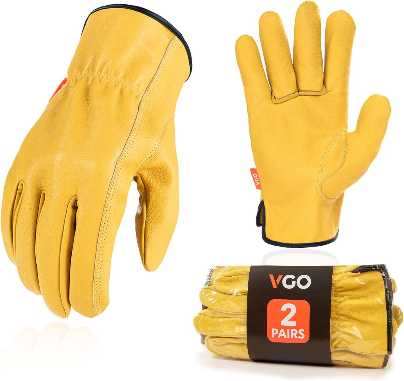 Vgo... 3-Pairs Unlined Men's Pigskin Leather Work Gloves, Drivers Gloves (Size XL, Light Cyan, PA9501)