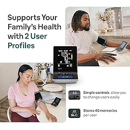 Braun ExactFit 3 Blood Pressure Monitor for Home Use, Blood Pressure Machine, Color-Coded, High BP Monitor, 2 Upper Arm Cuff Sizes, 80 Memory Slots