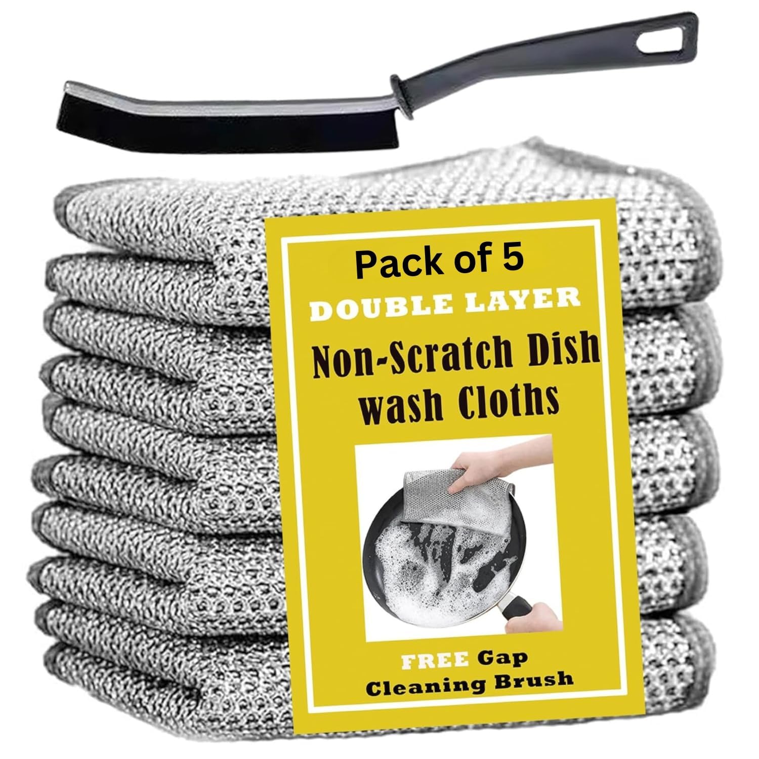 JV KLIORA® Non-Scratch Wire Dishcloth & Gaps Cleaning Brush, Multipurpose Wire Dishwashing Rags for Wet & Dry, Easy Rinsing, Reusable, Wire Cleaning Cloth for Kitchen,Sinks (double Layer- 5 pic) (B0D38BR1VF) Amazon Price History, Amazon Price Tracker