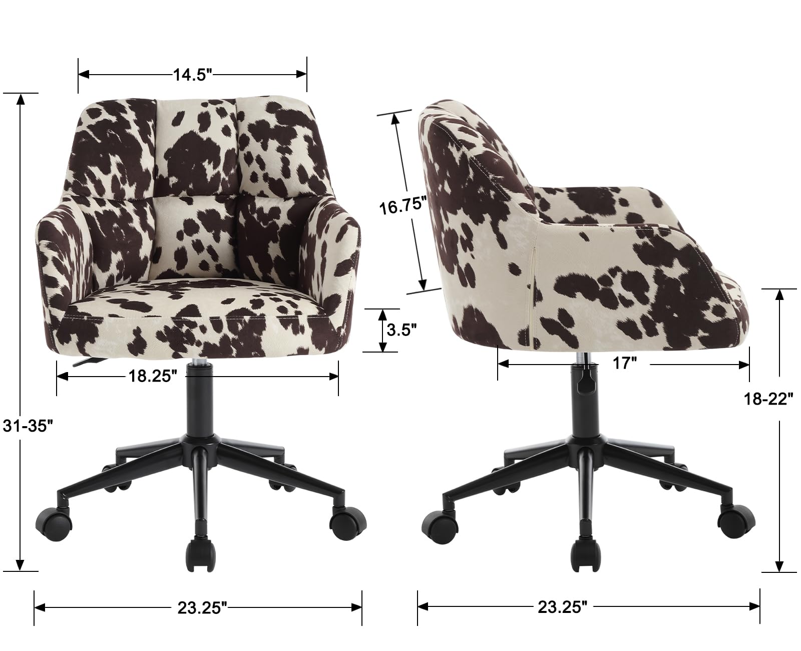 Amazon.com: BESTANO Cow Print Desk Chair Velvet Office Chair, 360