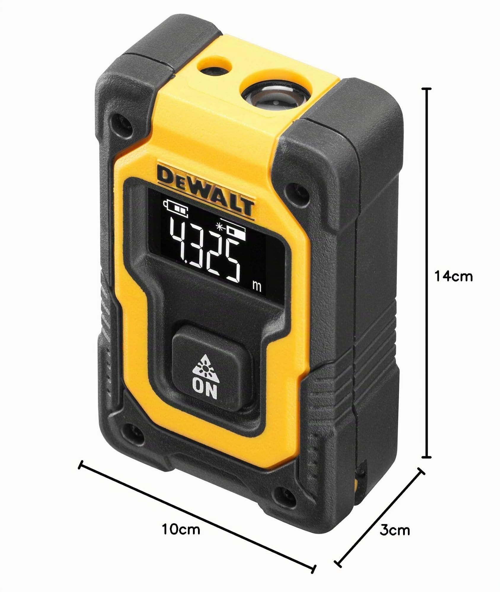 DeWalt DW055PL-XJ - Medidor de distancias Pocket, Mide hasta 16 m, Carga USB, Negro/Amarillo