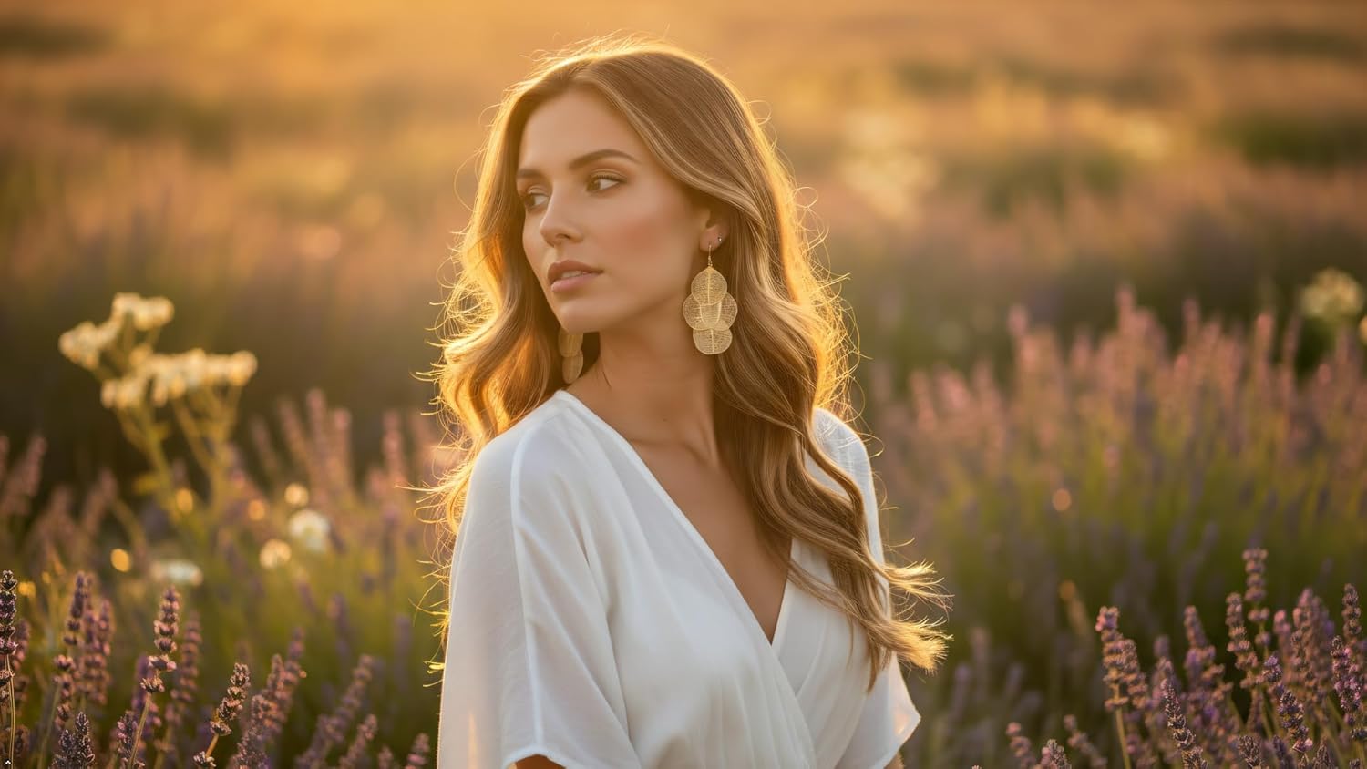 Bohemian Boho Filigree Leaf Chandelier Dangle Earrings for Women – Handcrafted Delicate – 14K Gold Plated – Lightweight - Image 3