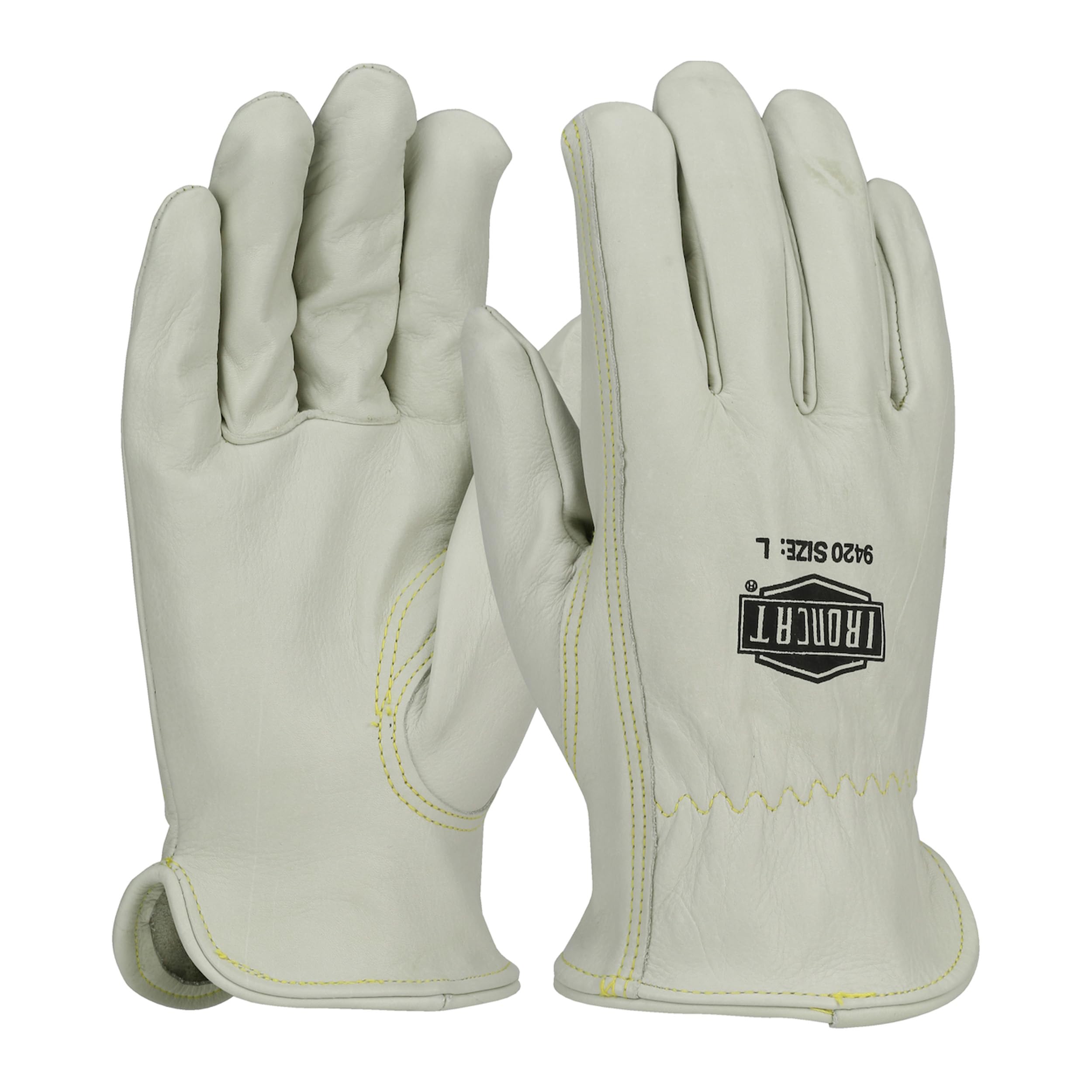 Ironcat 9420 - Guantes de trabajo de piel de vaca para conductor, color gris, 1 par, XXXL, gris, 1