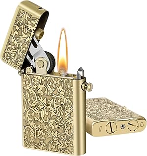 Morisk Vintage Pocket Lighter Classic Copper Trench Lighter Fluid Refillable, Antique Kerosene Pipe Lighters with Safety L...