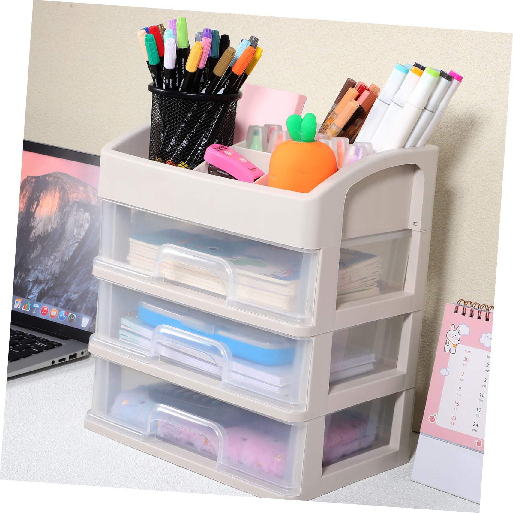 Homoyoyo Caja de Almacenamiento de Escritorio Cajones, Tres Capas, Plástico
