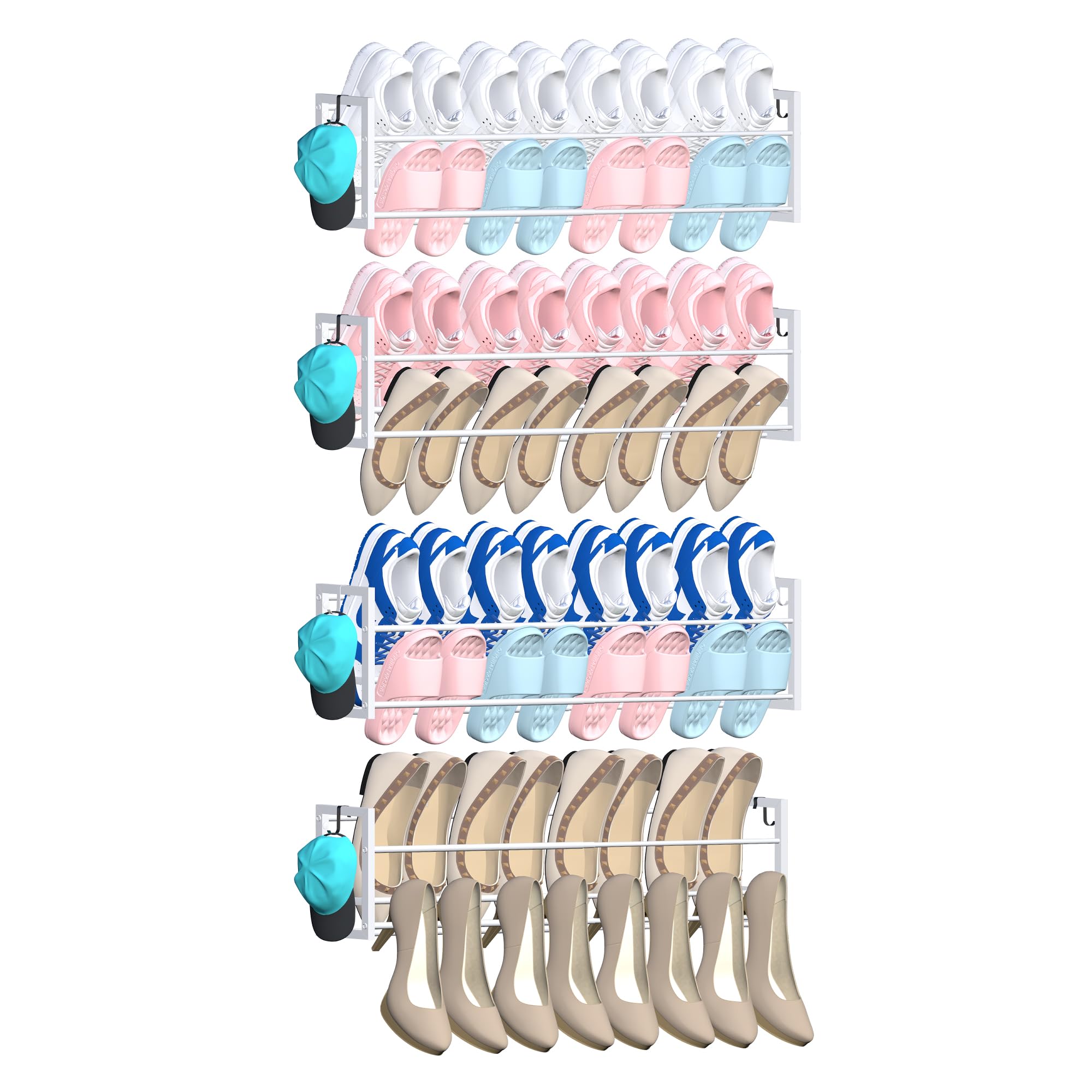Photo 1 of Jchccu Wall Mounted Shoe Rack - 4 Pack, White