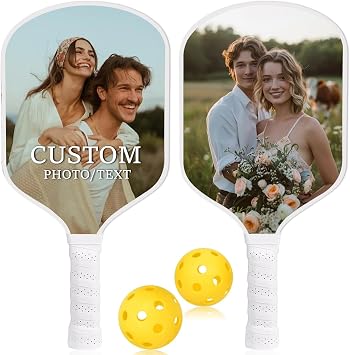 Custom Pickleball Paddles with Photo Text Logo,Fiber Personalized Pickleball Paddles with Comfort Grip,Customizable Grips,Personalized Gifts for BeginnersOne Paddle Only