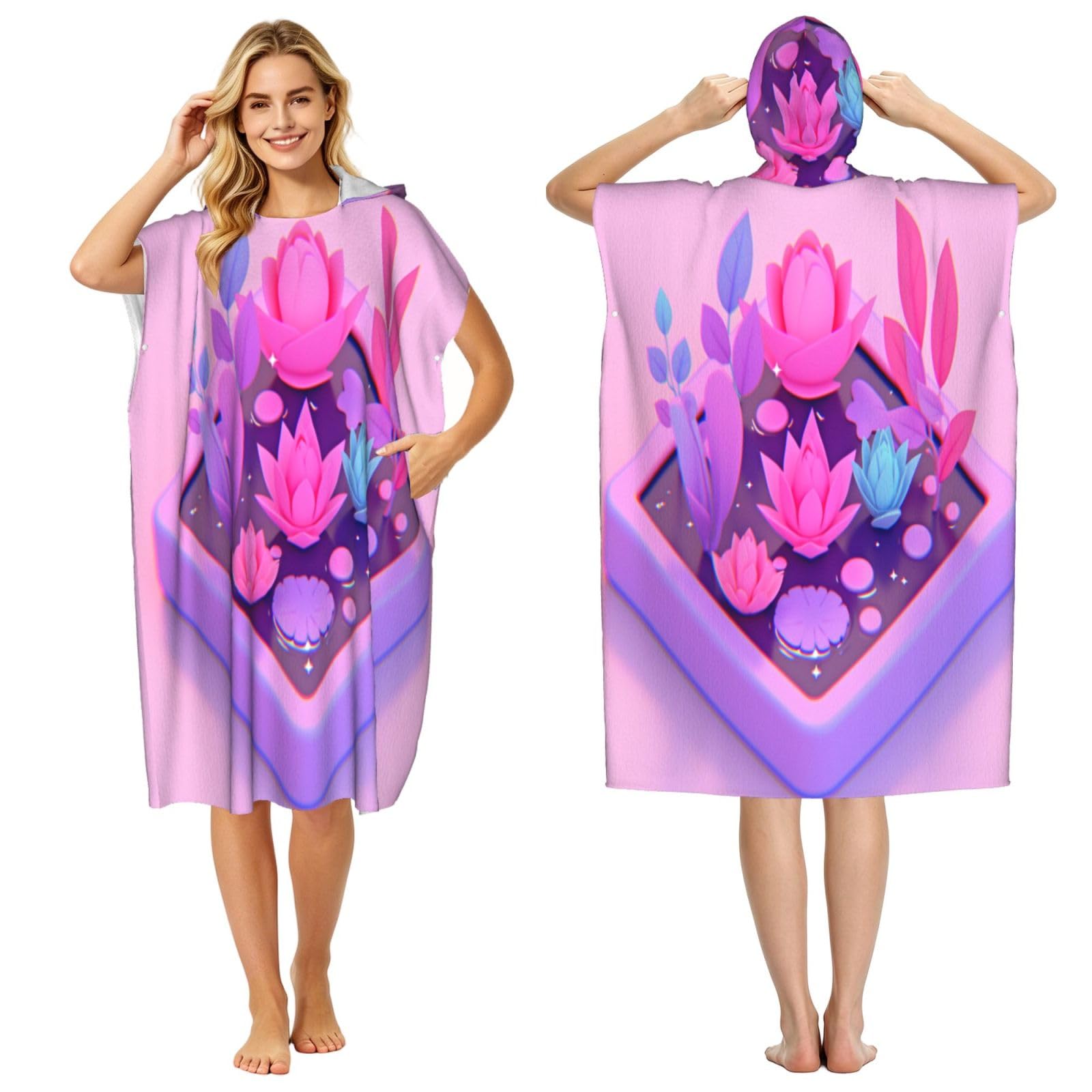 KLGRTJHK Retro Gaming Aesthetics Adult Hooded Beach Poncho Towel 43"X35"