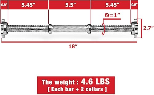 Miniatura 2 de A2ZCARE - Mancuernas con roscamancuernas ajustables  Se ajustan a placas de 1 de peso estándar  Accesorios de levantamiento de pesas  Se venden por